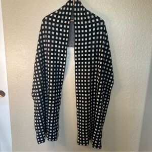 J. Crew 80x17 Inch Length Scarf Black And White Checker Pattern Warm Thick Soft